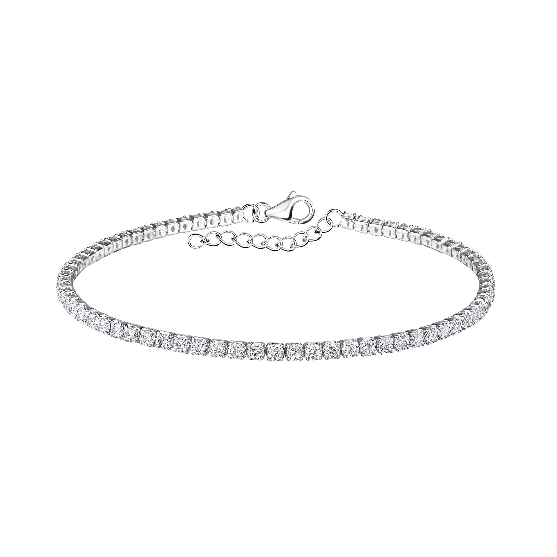 925 Sterling Silver Diamond Twist Bangle Bracelet Cuff Expandable