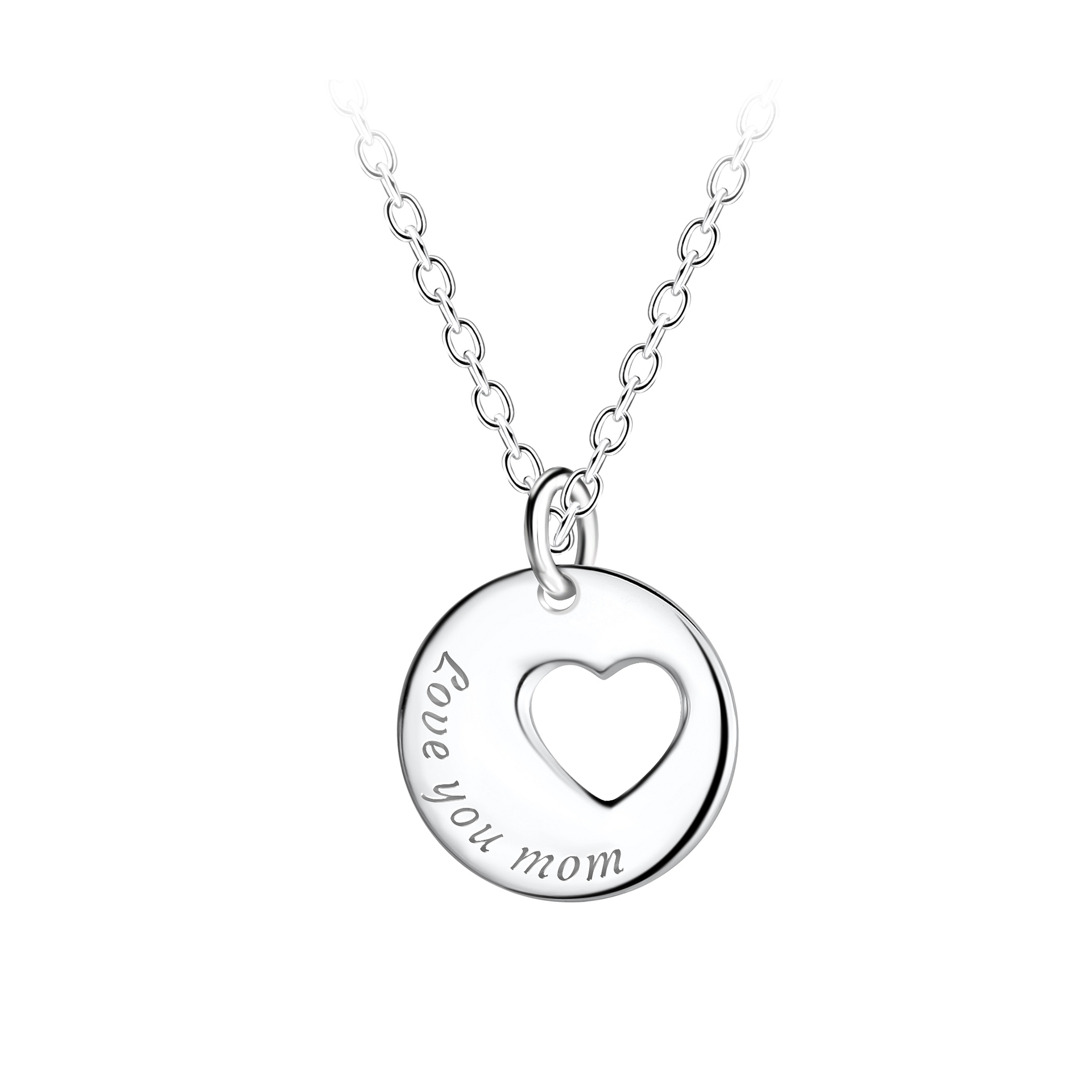 925 Sterling Silver I Love You Mom Heart Necklace with Austrian Crystals Gifts for Women Friends Mom main image 0