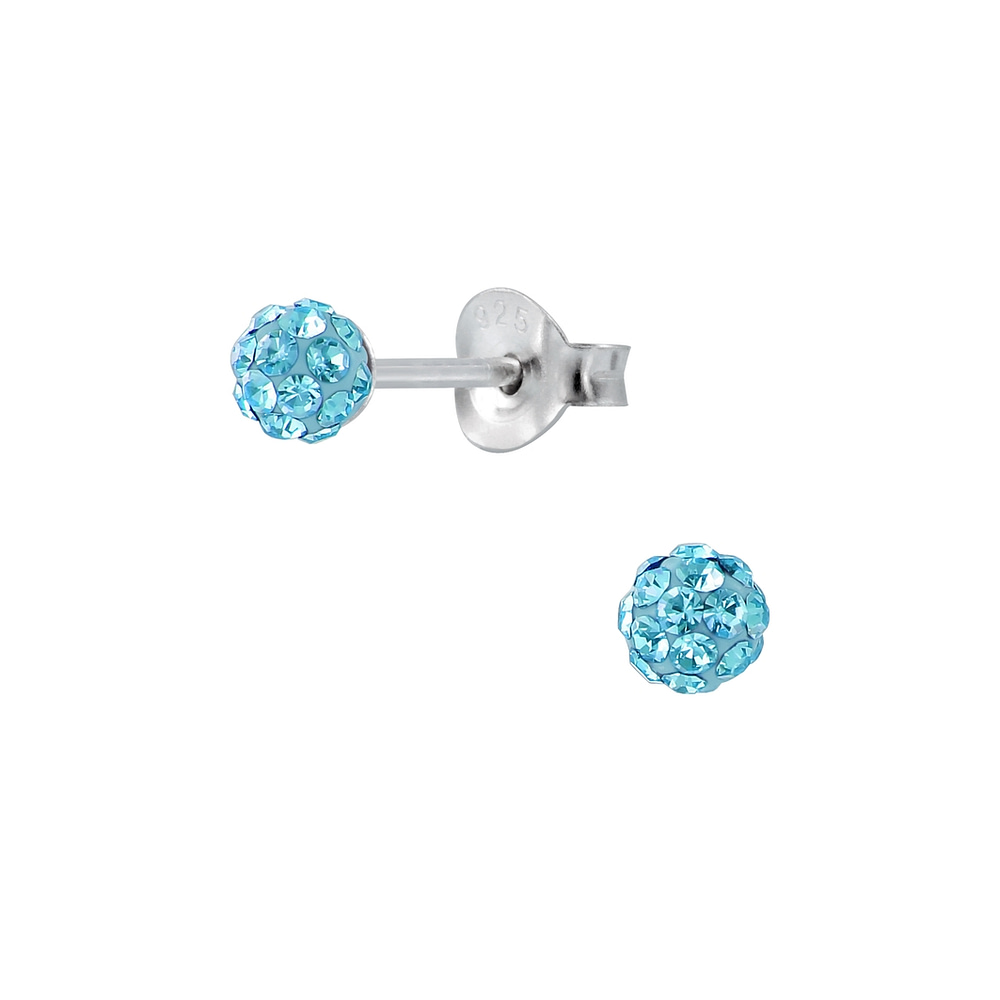 925 Sterling Silver Clear Cubic Zirconia Pave 5 mm Ball Stud Earrings So Chic Jewels
