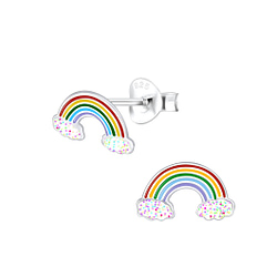 Wholesale Silver Rainbow Glitter Stud Earrings