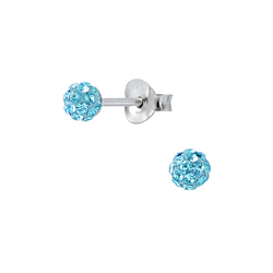 Wholesale Silver 4mm Crystal Ball Stud Earrings