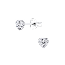 Wholesale Silver Heart Crystal Stud Earrings