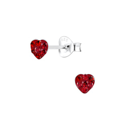 Wholesale Silver Heart Crystal Stud Earrings