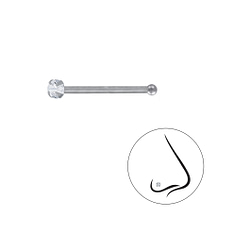Wholesale 2mm Round Cubic Zirconia Silver Nose Stud With Ball - Pack of 10