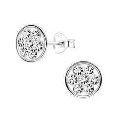 Wholesale Silver Flower Crystal Stud Earrings