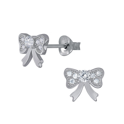Wholesale Silver Bow Stud Earrings