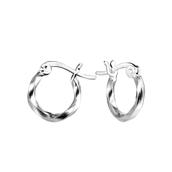 Wholesale 12mm Silver Twisted French Lock Hoop Earrings
