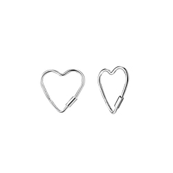 Wholesale 12mm Heart Silver Hoop Earrings