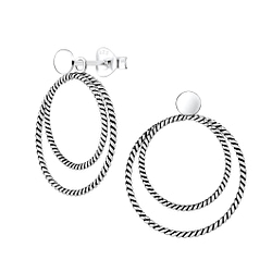 Wholesale Silver Twisted Circle Stud Earrings