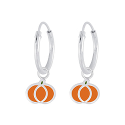 Wholesale Silver Pumpkin Charm Hoop Earrings