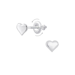 Wholesale Silver Heart Screw Back Earrings