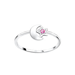 Wholesale Silver Star Moon Crystal Ring