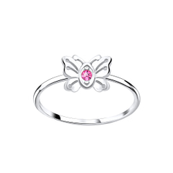 Wholesale Silver Butterfly Crystal Ring