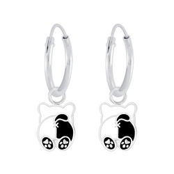 Wholesale Silver Dog Charm Hoop Earrings