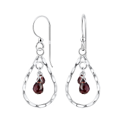 Wholesale Silver Tear Drop Earrings with Precious Stone