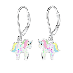 Wholesale Silver Unicorn Lever Back Earrings