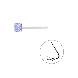 Wholesale 3mm Square Cubic Zirconia Silver Nose Stud - Pack of 10