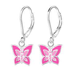 Wholesale Silver Butterfly Lever Back Earrings