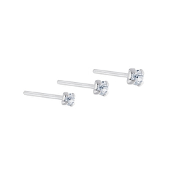 Wholesale 1.5mm 2mm and 2.5mm Crystal Silver Nose Stud Set - 3 Pack