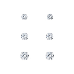 Wholesale 3mm 4mm and 5mm Cubic Zirconia Silver Stud Earrings Set