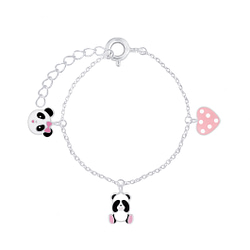 Wholesale Silver Panda Lovers Bracelet