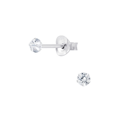 Wholesale 4mm Round Sliver Cubic Zirconia Stud Earrings