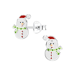Wholesale Silver Snowman Stud Earrings