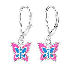 Wholesale Silver Butterfly Lever Back Earrings