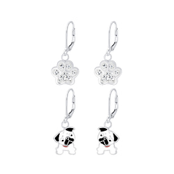 Wholesale Silver Dog Lovers Lever Back Earrings Set