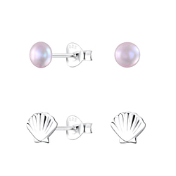 Wholesale Silver Ocean Stud Earrings Set