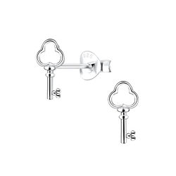 Wholesale Silver Key Stud Earrings