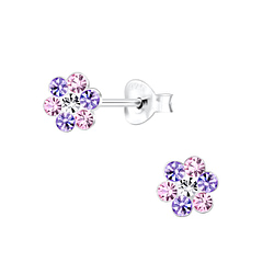 Wholesale Sliver Flower Stud Earrings