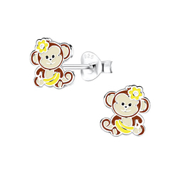 Wholesale Silver Monkey Stud Earrings