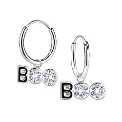 Wholesale Silver BOO Charm Hoop Earrings
