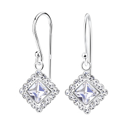 Wholesale Silver Square Crystal Earrings