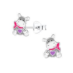 Wholesale Silver Hippopotamus Stud Earrings
