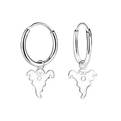 Wholesale Silver Ghost Charm Hoop Earrings