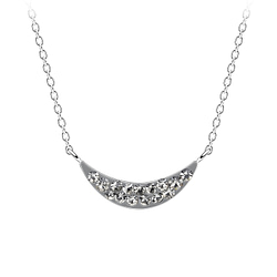 Wholesale Silver Curved Crystal Necklace
