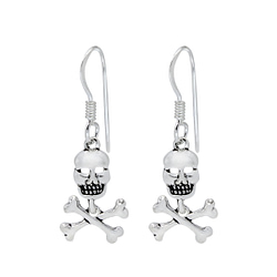 Wholesale Silver Skull and Cross Bones Earrings