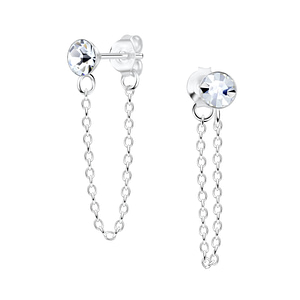 Wholesale 4mm Crystal Silver Stud Earrings with Chain