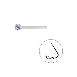 Wholesale 1.5mm Round Crystal Silver Nose Stud - Pack of 10