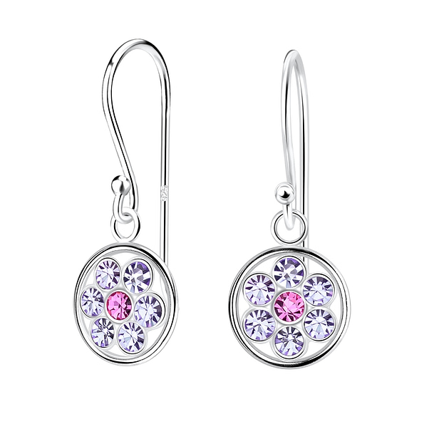 Wholesale Silver Flower Crystal Earrings