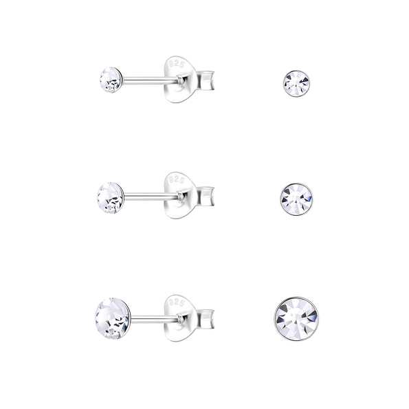 Wholesale Silver Basic Stud Earrings Set
