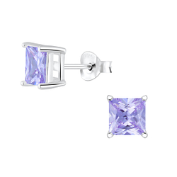 Wholesale 6mm Square Cubic Zirconia Silver Stud Earrings