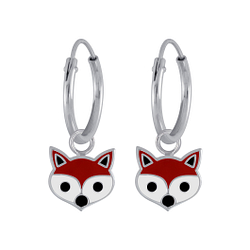 Wholesale Silver Fox Charm Hoop Earrings