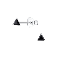 Wholesale 3mm Triangle Cubic Zirconia Silver Stud Earrings