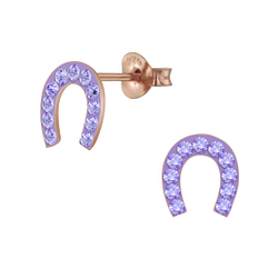 Wholesale Silver Horseshoe Crystal Stud Earrings