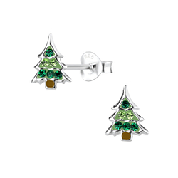 Wholesale Silver Christmas Tree Stud Earrings