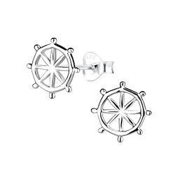 Wholesale Silver Ship Wheel Stud Earringst