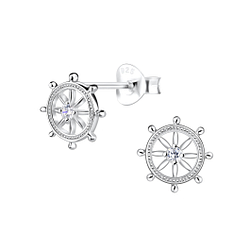 Wholesale Silver Wheel Stud Earrings